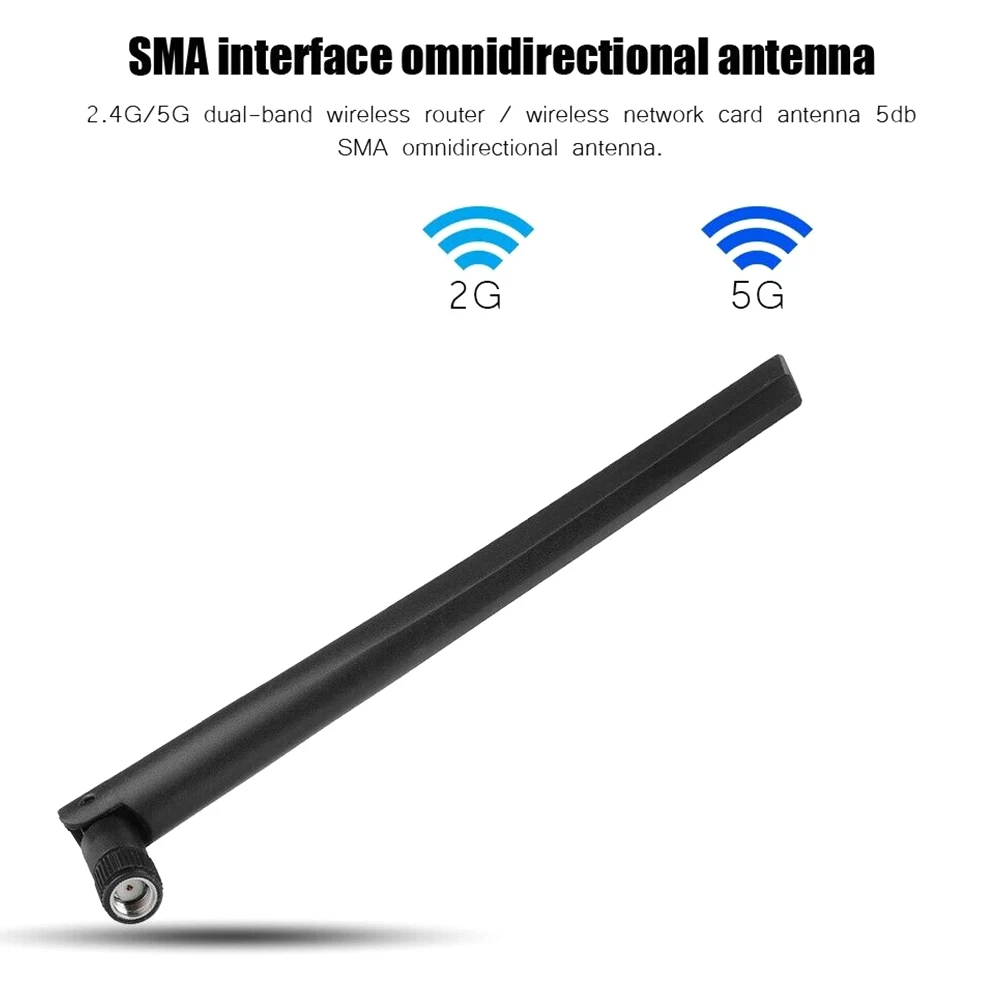 3pcs Dual Band Antenna SMA Interface Adapter Network Card Black Durable 2.4G/5G External Omnidirectional For ASUS RT-AC68u SS