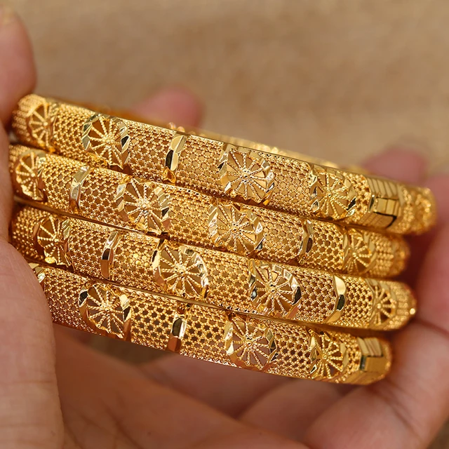 エチオピア24Kgpゴールドハングルブレスレット