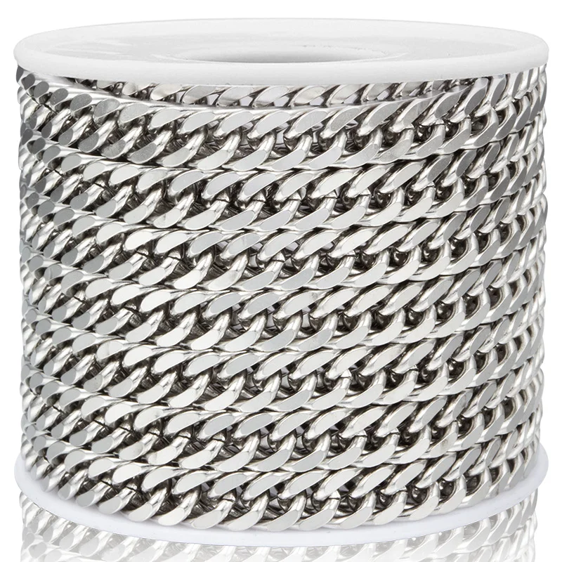 1 Meter Stainless Steel Cuban Chains Bulk for DIY Jewelry Making Crafts Bracelet Accessories Handmade Hip Hop Necklace Findings