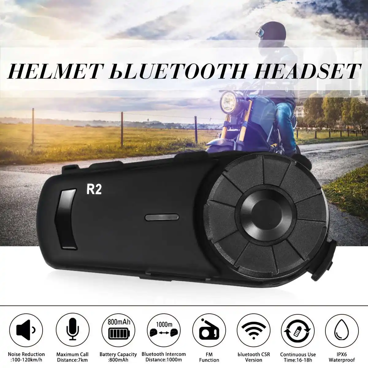 R2 Pro мотоциклетный шлем домофон мотоцикл Беспроводная bluetooth-рация гарнитура Водонепроницаемый BT переговорные+ FM для 8 гонщиков