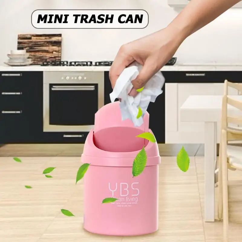 

Cute Mini Waste BinsTrash Container Practical Portable Up Litter Bin Can Garbage Rubbish Tin Waste Storage Office Desk Supplies