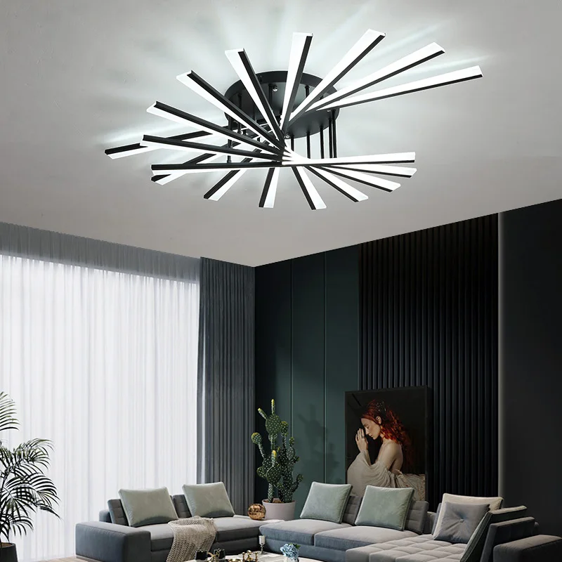 Modern Creative LED Ceiling Light For Dining Living Room Lobby Surface Mount Bedroom Indoor Home Simple Black New Panel Lamp
