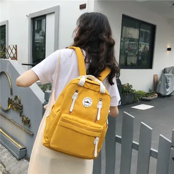 

New style Yuansu ins college style canvas schoolbag high school students shoulder bag female