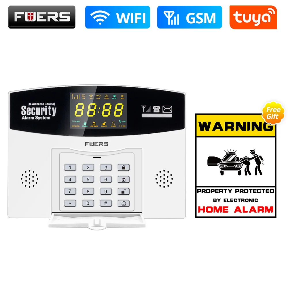 Fuers Tuya Smart WIFI 4G GSM Alarm System Burglar Alarm 433MHZ Wireless Wired Zone Link To Alexa Google Motion Sensor IP Camera Tire Pressure Alarm Alarm Systems & Security