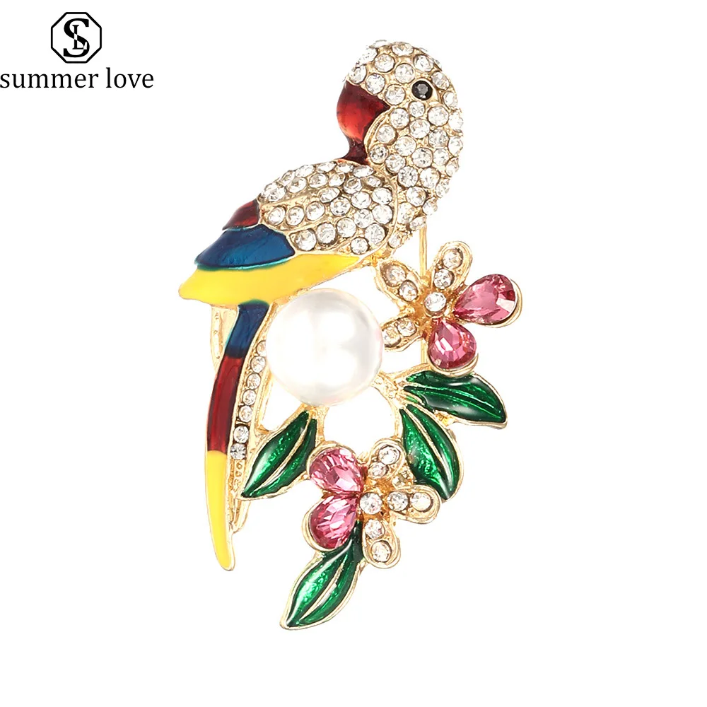 Vintage Cute Animal Pins and Brooches Fashion Enamel Pins Metal Rhinestone Brooch for Women