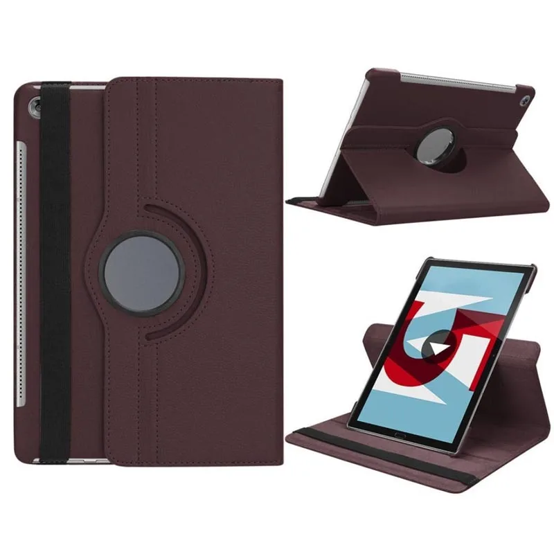 360 градусов вращающийся Несколько ракурсов экран защитный флип Folio Stand умный чехол для huawei MediaPad M5 10,8 дюймов планшет - Цвет: Brown