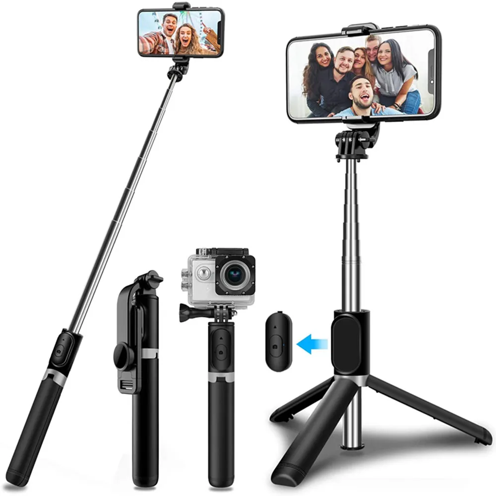 4 1 kablosuz Bluetooth selfie sopa ile tripod alaşım öz selfie sopa akıllı telefon selfie-sopa 3 telefonu için iphone kamera