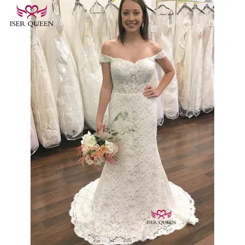 

Cap Sleeves Embroidered Lace on Net Trumpet Wedding Dresses Button Sexy Backless European Vestidos De Fiesta De Noche W0633