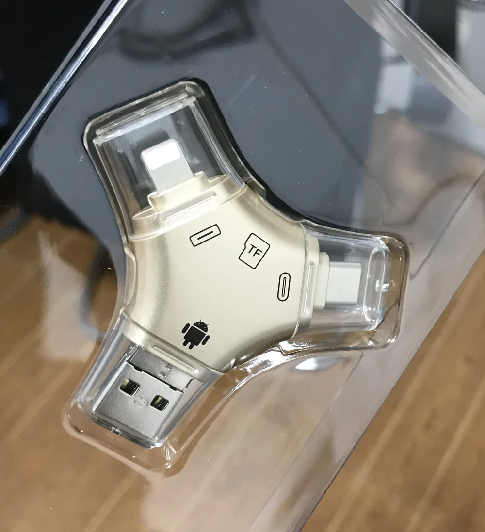 4 в 1 i флэш-накопитель USB 2,0 Micro SD/TF кардридер адаптер для iPhone 5 6 7 8 Plus X XS MAX XR Macbook для телефона Android Type-C