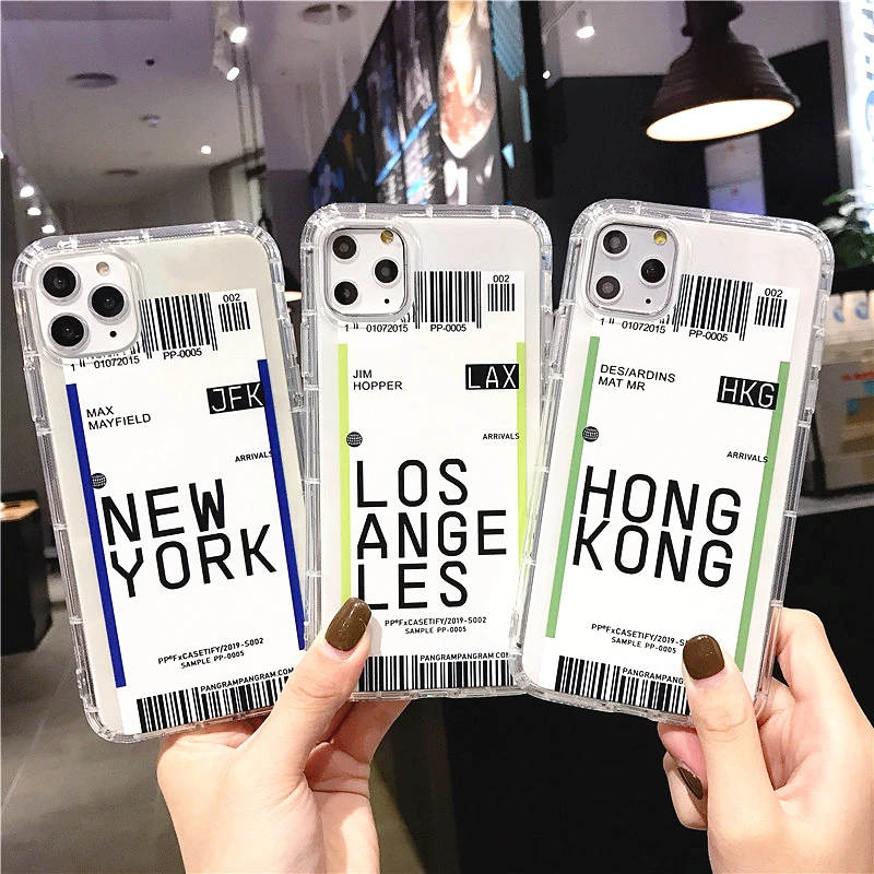 

Cute Funny Bar code Label Air ticket clear Phone Case For iPhone 11 Pro Max X XS XR 6 6S 7 8 Plus Shockproof Soft TPU Back Cover
