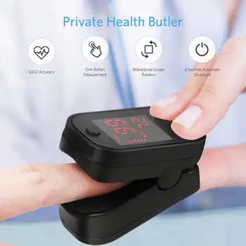 

Finger Pulse Oxygen Saturation Monitor Blood Oximeter Oxygen Blood Pressure Meter Heart Rate Detector Household Oximeter Black