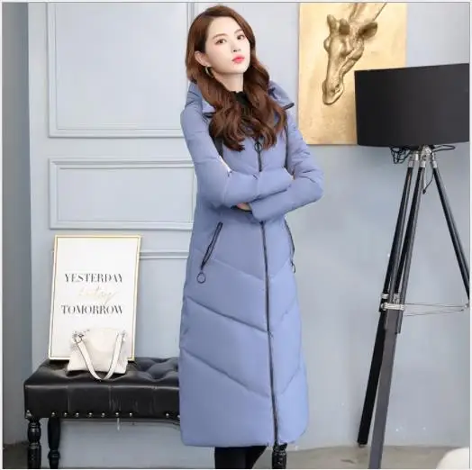 Manteau Femme Hiver размера плюс 6xl пуховое хлопковое пальто с капюшоном для женщин Длинная Офисная Женская Толстая куртка с хлопковой подкладкой Мода M130 - Цвет: Photo Color
