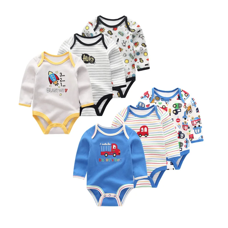 Детский Комбинезон для мальчика из 6 предметов, одежда для девочки Ropa Bebe, комбинезон с длинными рукавами для новорожденных, мягкий хлопковый комбинезон с круглым вырезом и рисунком