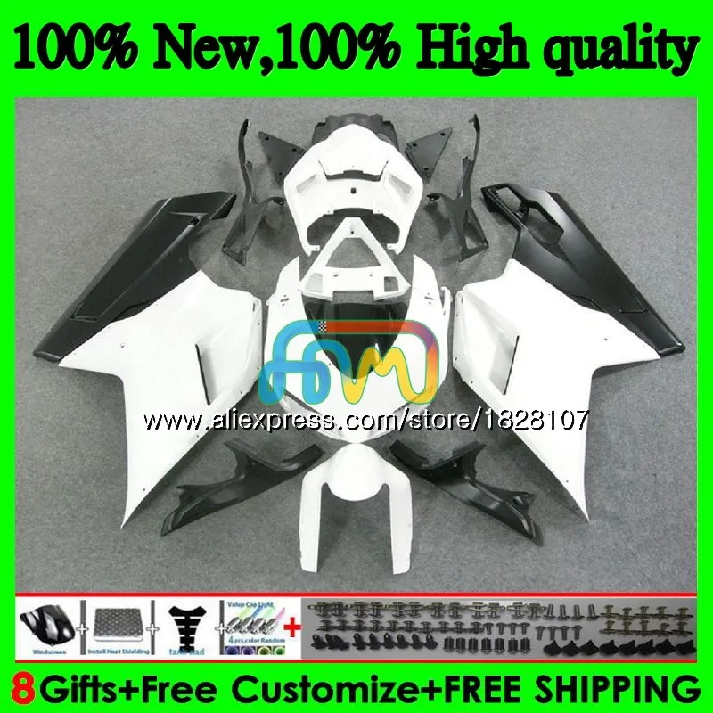 No. 1 848 1098 для поездок на мотоцикле DUCATI 848R 1098R 1198 07 08 09 10 11 70BS. 26 1098S 848S R 1198S 2007 2008 2009 2010 2011 2012 обтекатель белого и черного цвета - Цвет: No. 1