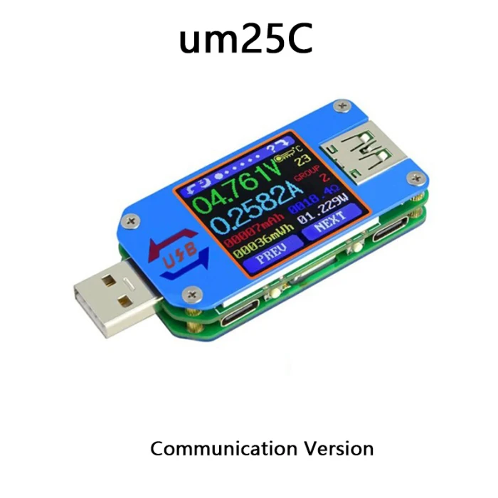 UM25/UM25C приложение USB 2,0 Тип-C Вольтметр Амперметр Напряжение измеритель величины тока ЖК-дисплей Батарея заряда тестеры PUO88
