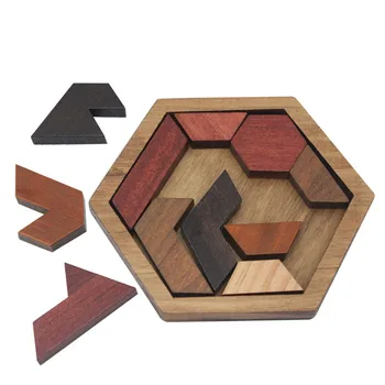 

Puzzles Learning Education Toys Funny 3D Puzzle Game Wooden Toy For Children Jigsaw Tangram Board Geometric Shape
