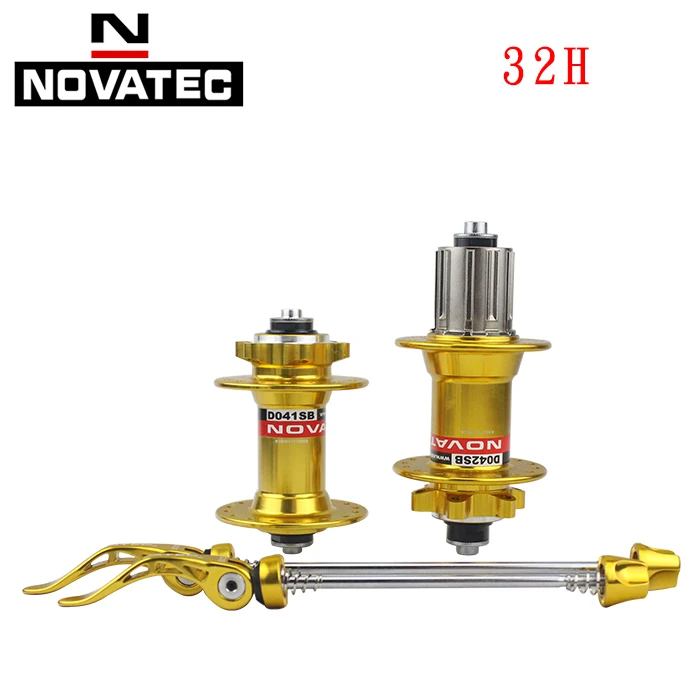 gold 32H Novatec Mountain bike Hubs MTB Disc Hub D041 D042SB bike accessories bearing Disc brake 24 28 32 36 Holes Sealed bicycle hub - Цвет: gold 32H