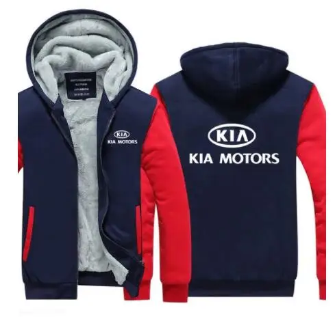 Красный Для мужчин зимняя повседневная KIA Motors толстовка утолщение плюс бархат теплое пальто новое поступление мужские куртки топы - Цвет: Красный