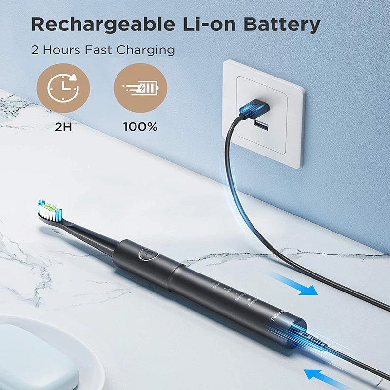 YUNCHI Sonic Electric Toothbrush Deep Clean Oral Timer 5 Brushing Modes USB Rechargeable Soft Bristles Tooth Brushes Waterproof