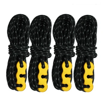

4Pcs/16M Reflective Tent Wind Rope with Aluminum Alloy 3 Holes Buckle Adjuster Wigwam Buckle Tent Accessories