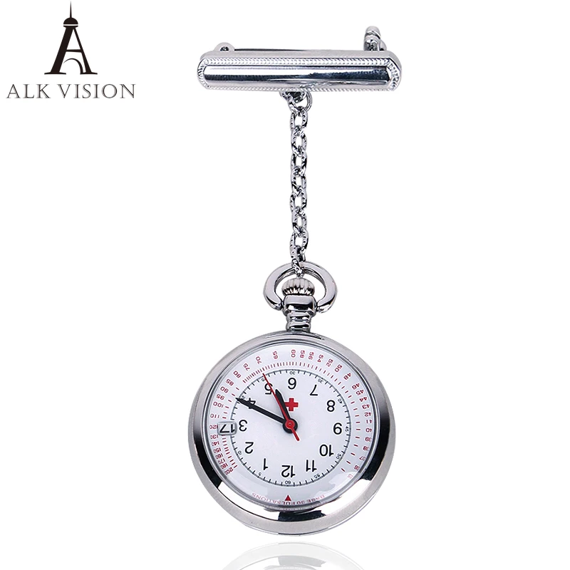 ALK Fob Nurse Pocket Watch Date Brand Quartz Watches Time Calendar Japenese Movement Clock Brooch Medical 2021 Rose Gold Silver