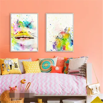 

Miyazaki Hayao Tonari No Totoro Cartoon Abstraction Frameless Decorative Picture Living Room Background Wall Hang Picture X2453