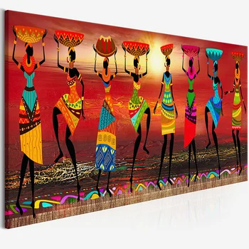 

African Women Dancing Art Prints Etnicos Tribal Art Paintings Oil Painting Picture for Living Room Canvas print Home Decor