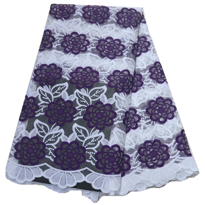 

african lace fabric 2019 high quality lace with embroidery French net lace fabric in white and red color
