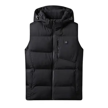 

Men Plush Size Winter Heated Vest USB Electric Heating Warm Hooded Jacket L-6XL C90E
