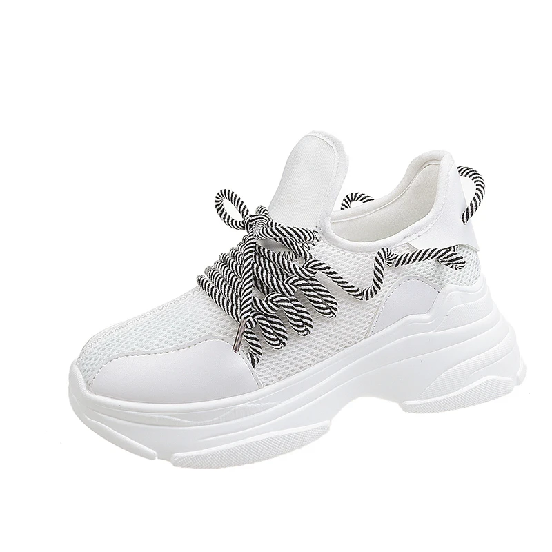 White Женские кроссовки; цвет желтый, белый; Basket femme; Новинка года; винтажные массивные кроссовки; женская обувь; модные черные кроссовки на платформе для папы - Цвет: White