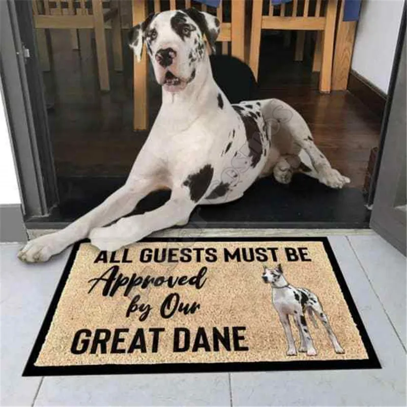 

Erugear Great Dane Dog Doormat Custom Doormat 3D Printed Non Slip Door Floor Mats Decor Porch Doormat