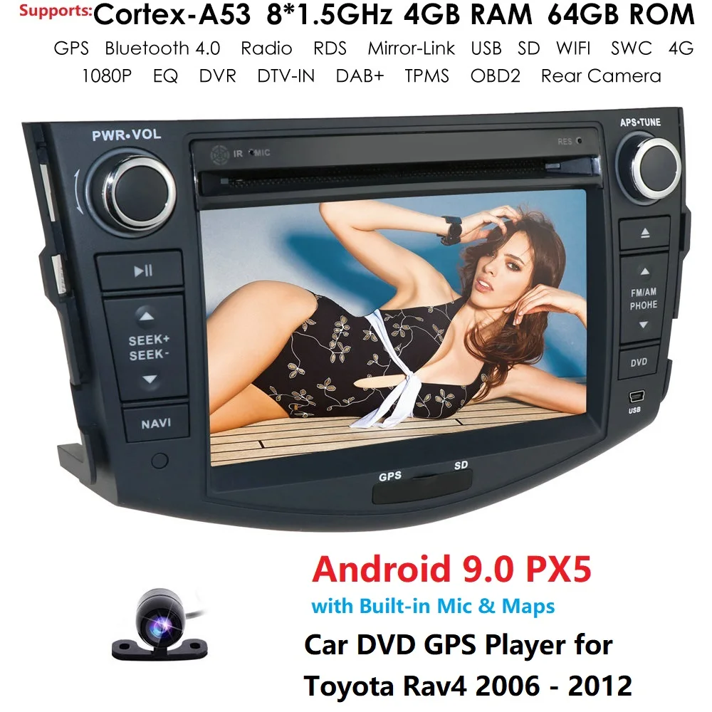 Octa 8 Core автомобильный DVD gps навигации плейер Android 9,0 автомобильный мультимедийный плеер для toyota rav4 2006-2011 DSP ips SWC OBD DTV RDS 4G