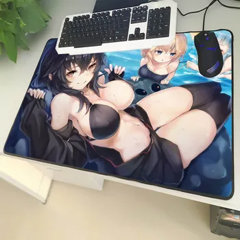 

XGZ Cartoon Large Size Mouse Pad Black Lock Edge Cute Swimsuit Girl Laptop PC Table Mat Pure Sister Rubber Non-slip Universal