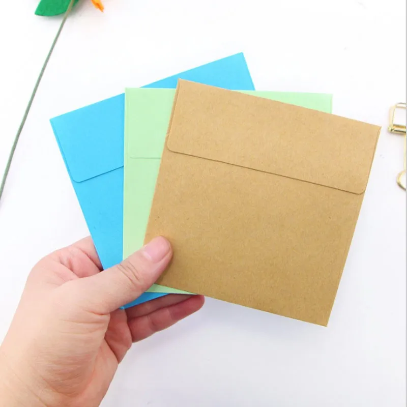 20 unids/lote color caramelo 10x10cm sobres mini sobres de multifunción de sobre de papel para la carta tarjetas postales de papel Material escolar