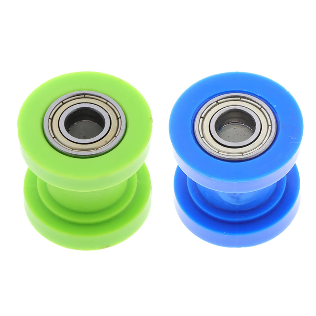 2PCS 10mm Idler Pulley Blue Chain Tensioner Roller for Motorcycle Blue+Green