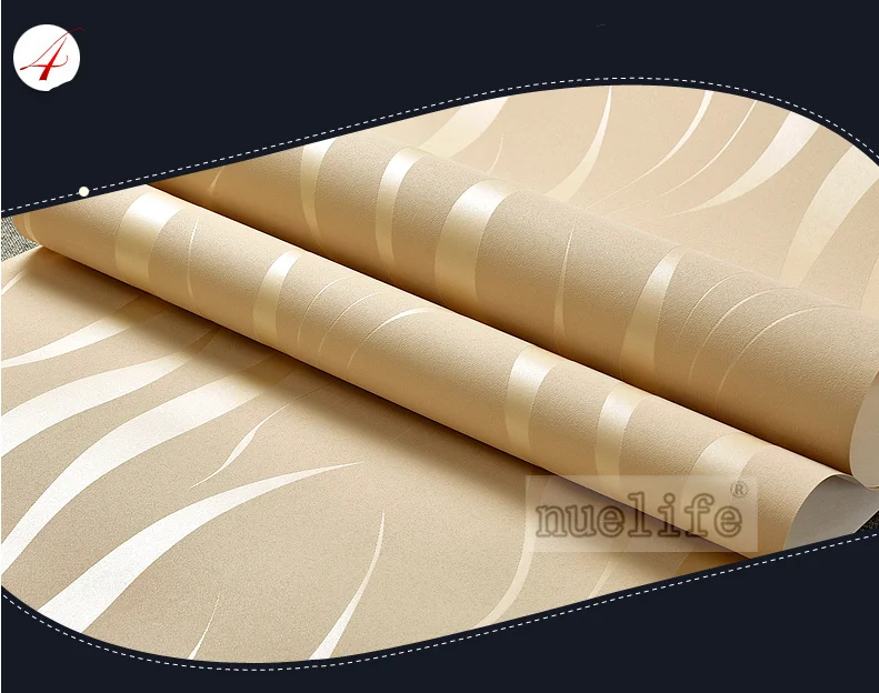 Simple modern gold striped wallpaper plain non-woven wallpaper living room modern minimalist bedroom solid color home wallpaper