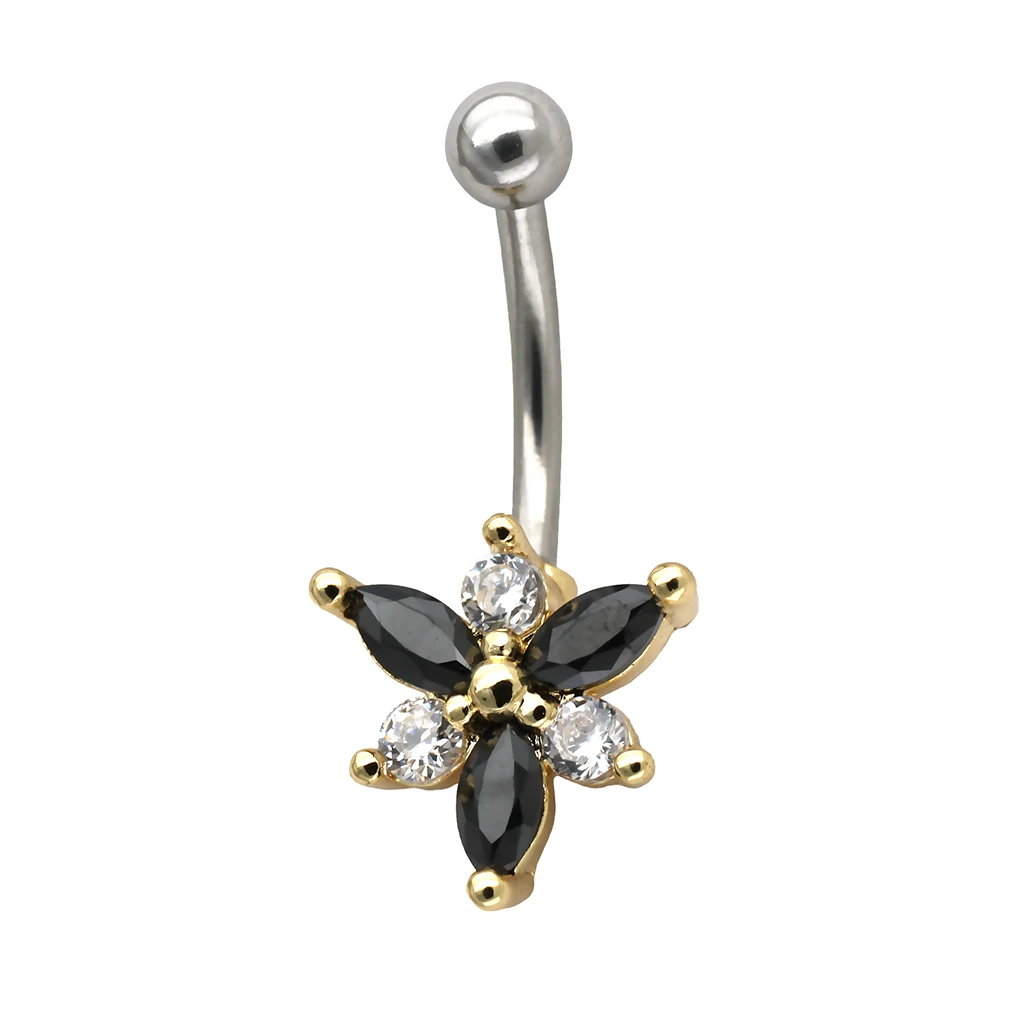 MUSI 16G Eyebrow Ring 316L Surgical SS Flowers CZ Body Jewelry Eyebrow Piercing
