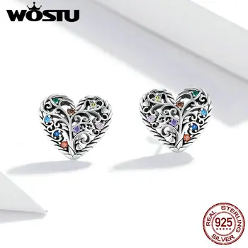 

Wostu Tree of Life Jewelry 925 Sterling Silver Stud Earrings for Women Oxidized silver Wedding Statement Jewelry Brincos SCE933