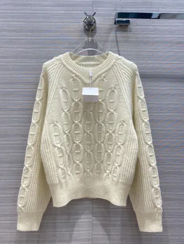 

Luxury Brand 100% Cachemire Sweaters2020 Early Autumn Women New Elegant All-match Lock Ring Chain Jacquard Cashmere Sweater Tops