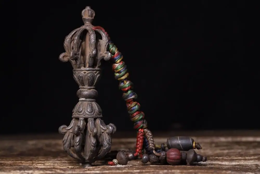 

Wedding Decoration 6" Tibet Buddhism Temple bronze Hand beat 9 shares Pendant Dorje Vajra Phurpa Exorcism FaQi