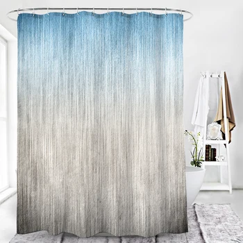 

Gradient Striped Printed Shower Curtain Nordic Bathroom Polyester Bathing Screen with Hooks Waterproof Mold Proof Home Decor