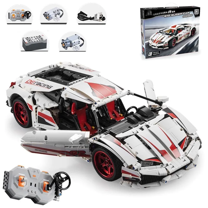 

RC White LP610 technic series speed champion super racing sports car MOC building block model toys for children Christmas gifts