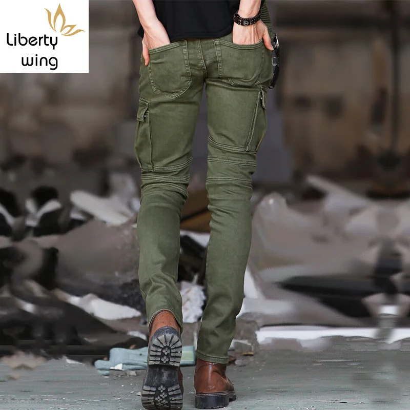 Fashion Motor Biker Skinny Mens Zipper 