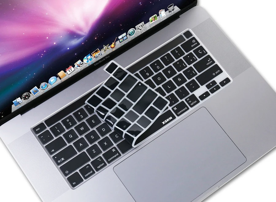 XSKN Spanish Language Black Silicone Keyboard Cover Skin for A2141 US Version 16 inch New MacBook Pro with Touch Bar & Touch ID
