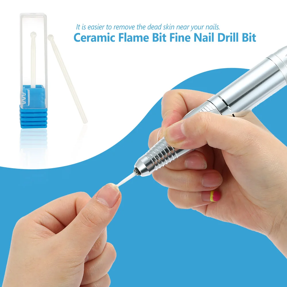  Ceramic Nail Drill Bit Tool Smooth Top Rotary File Manicure Pedicure 3/32 Shank Machine Calluses Re