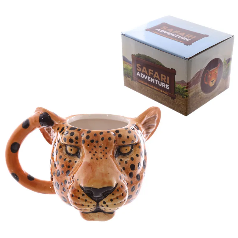 Coffee mug pet mark animal personalized mug creative hand-painted dog mug gift Milk Mug Lion Leopard Tiger Head Ceramic Mug 3D