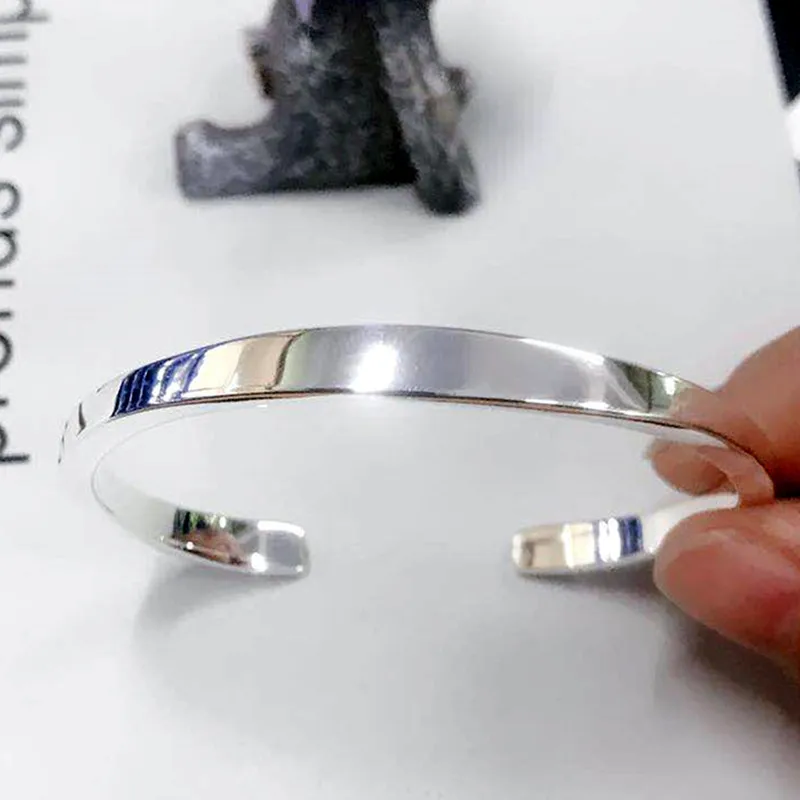 XIYANIKE 925 Sterling Silver New Fashion Glossy Solid Bracelets Bangles For Women Adjustable Handmade Charm Jewelry Gifts
