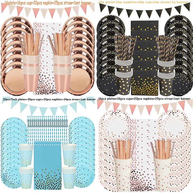 Украшения на день рождения одноразовые столовые приборы бумажные соломинки