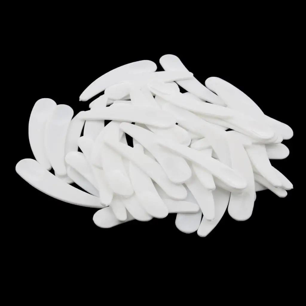 Pack of 50 Pcs White Mini PP Curved Cosmetic Spatula Facial Care Makeup Mask Plastic Spoons | Красота и здоровье