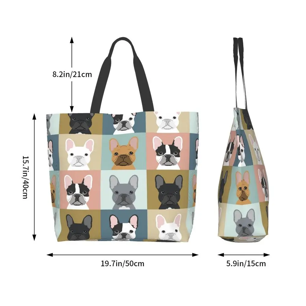 Cute French Bulldog Print Large Shoulder Bags Women Handbag And Shopper Purse Casual Eco Friendly Shopping Bags Totes Femme